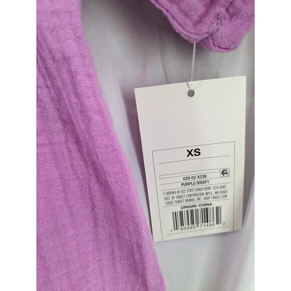 Stars Above Gauze Pajama Top XS Purple Breathable PJs Button Front Sleep Shirt - Picture 6 of 9